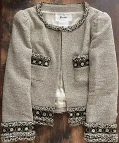 極美品!ルネツイードノーカラージャケット