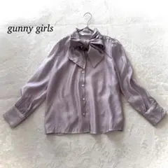 【gunny girls】シアーリボンタイブラウス F 透け感 ソフトラベンダー