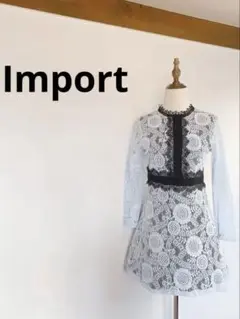 【極美品】Import ブルーブラックレースワンピース751