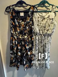 【F】新品/未使用　SENSE OF PLACE 幾何柄ワンピース　ノースリーブ