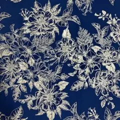 ロバートカフマン✨クリスマス✨紺地✨花柄✨シルバーラメ✨50cm✨生地ハギレ