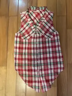 ノースリーブチェックシャツ