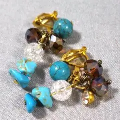 【新品美品】イヤリングターコイズ＆ビーズ