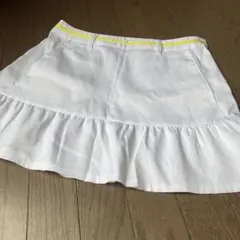 adidas ホワイトフリルスカート イエローライン付き Lサイズ