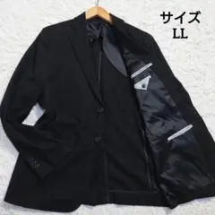 大きいサイズ　テーラードジャケット　背抜き　黒　チェック柄　LL　XL