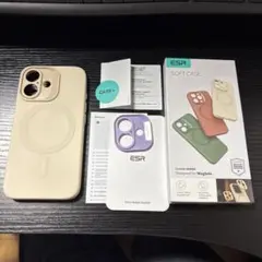 ESR MagSafe対応 iPhone16 ホワイトシリコンケース ライトタン