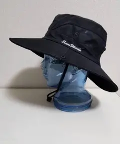 【新品】ブラック 2WAY UV帽子☆男女兼用☆ツバ広