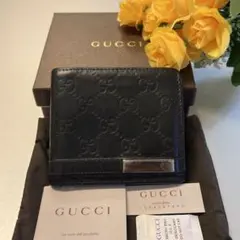 未使用に近い‼️ グッチ GUCCI 財布 二つ折り 折り財布 シマレザー