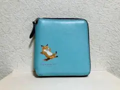 メゾンキツネ　コンパクトウォレット　二つ折り　ターコイズブルー　チラックス