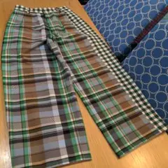 （極美品）インブリード ロジエ　ワイドパンツ　グリーン系チェック 洗える