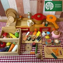 【廃盤品】ウッディプッディ　おままごと　コンロ　シンク　フルーツ　寿司　カフェ