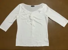 コムサイズムCOMME CA ISM トップス　フリルブラウス　白　Lサイズ