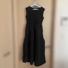 ブラック ノースリーブ ロングワンピース