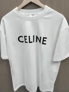 CELINE ホワイト ロゴ Tシャツ