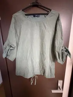 160cm オリーブグリーン ボリュームスリーブシャツ