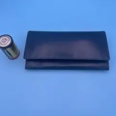 Fabrizio 本革長財布 ネイビー×ブラウン