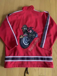 レトロなジャージ　上着　赤　フリーサイズ