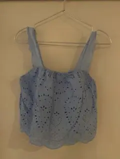 H&M 水色 刺繍入り キャミソール US 5