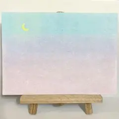 パステルアート　優しい空と月　A4サイズ　原画