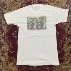 90s シングルステッチ フラワー アート カレッジ Tシャツ
