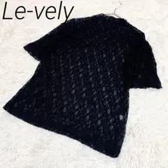 Le-velyレディース　ブラックレース 半袖トップス　透け感　小さめフリー