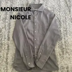 【美品】MONSIEUR NICOLE シャツ　長袖　メンズ　M グレー