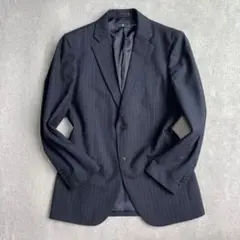 希少　UNIQLO +J ストライプ ウールブレンドジャケット ネイビー M