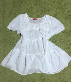【美品】ホワイト　チュニック　森ガール　earth music&ecology
