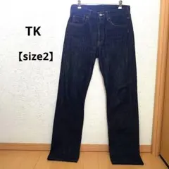 TK ダークブルー ストレートデニム ボタンフライ size2