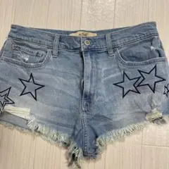 ホリスター　星刺繍ダメージデニムショートパンツ