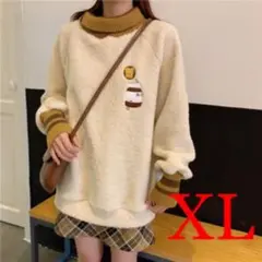 ☆人気かわいい ハイネック ボア トレーナー☆トップス ホワイト