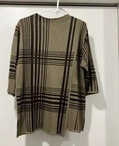 【シニア婦人服】チェック柄半袖ニット