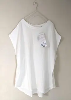 新品大きいサイズクロッシー コットンUSA白色ワッフル抗菌防臭UVチュニックLL