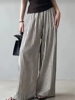 ストライプ ワイドレッグパンツ