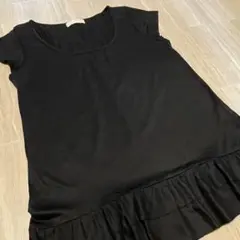 ノーリーズ　ペプラム　裾フリルカットソー　ブラック