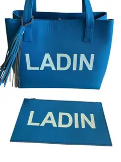 青色 LADIN トートバッグ ポーチ付き