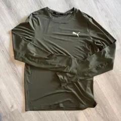 プーマPuma 長袖ランニングシャツ L オリーブグリーン