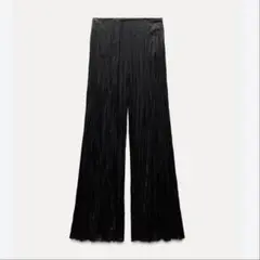 【新品未使用】ZARA ウェーブギャザー　リラックスワイドパンツ　L