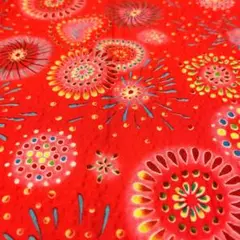生地　リップル　はぎれ　花火　赤　20センチ