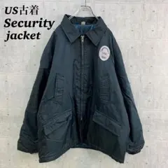 wm0062 US 古着 セキュリティ 中綿ジャケット 黒 3XL