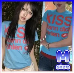 M Tシャツ Y2K ピチT 平成ギャル チビT 半袖 英字Tシャツ グランジ
