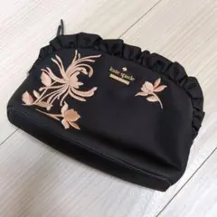kate spade ブラックポーチ フリル付き