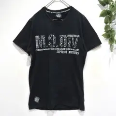 エムシーディ　半袖Tシャツ　ロゴ刺繍　バックプリント　綿100% 黒　メンズ　M