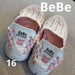 BeBe ARTISANALE ピンク ホワイト スリッポン