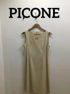 【PICONE】ワンピース　ベージュ　Lサイズ　刺繍　ひざ丈