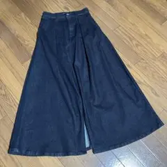 【bellvintage】ダークデニム 前後スリット入りロングスカートSサイズ