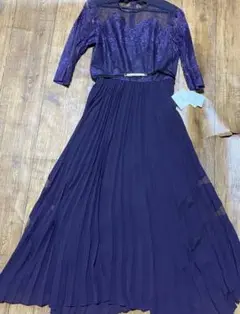 新品 Rire Fete(リルフェテ) ロングワンピース 異素材 レースプリーツ