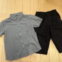 COMME CA ISM グレーシャツと黒ショートパンツセット