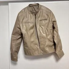 合皮　レザージャケット Riche glamour ベージュ シングルライダース