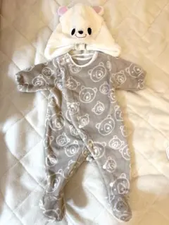 ベビー服男女兼用クマロンパース足つき